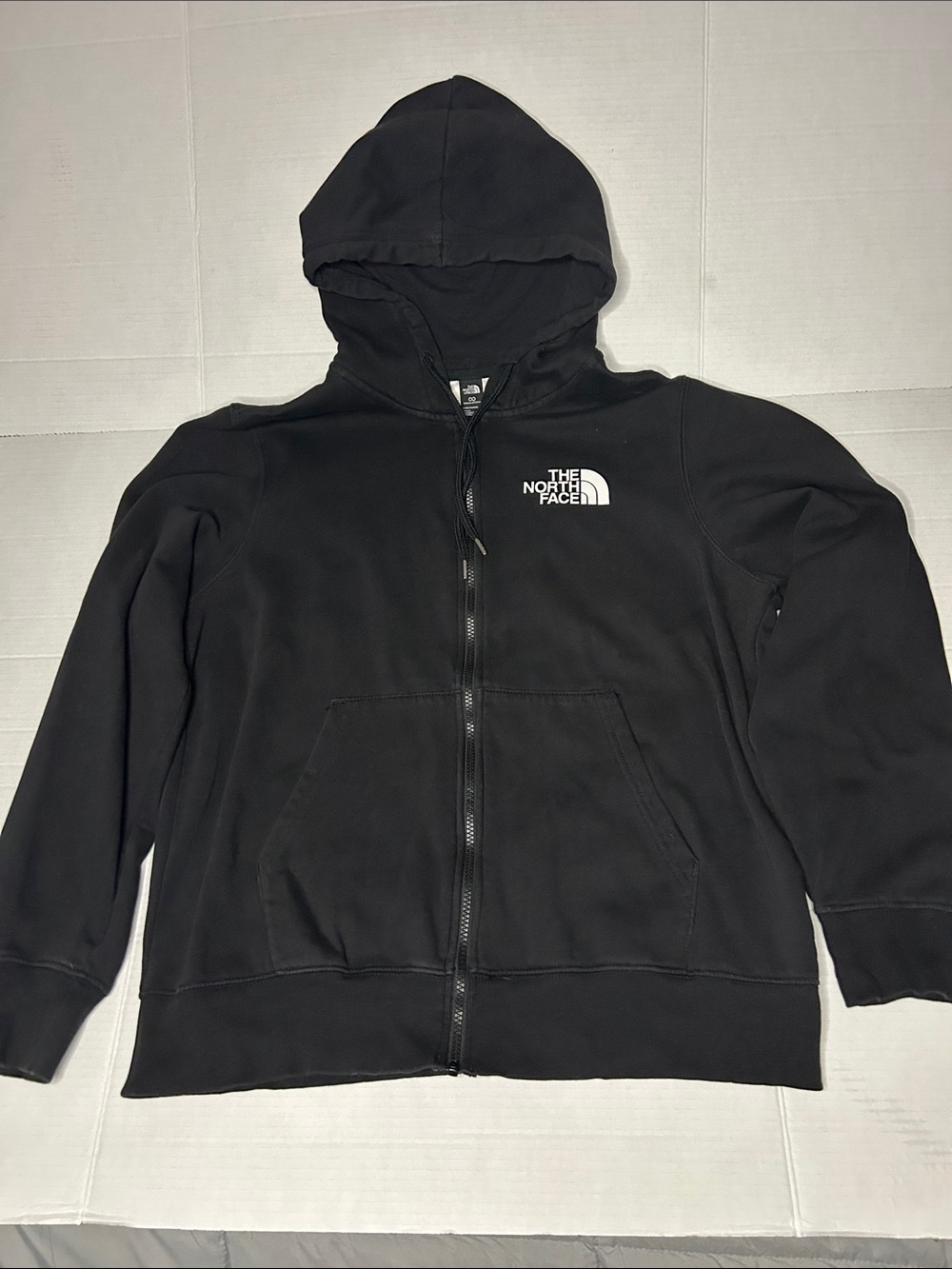 Northface Men’s Large Black Fleece front zip hoodie with pockets. - Picture 1 of 6